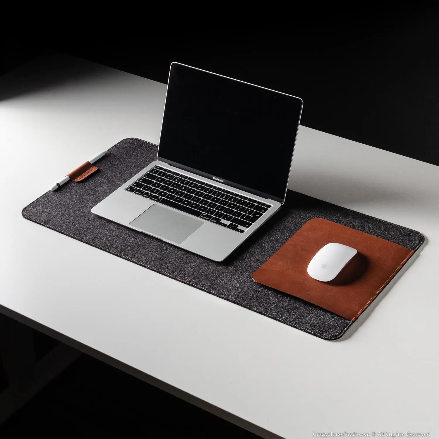 100% Wool Felt and Veg-Tanned Leather Desk Mat