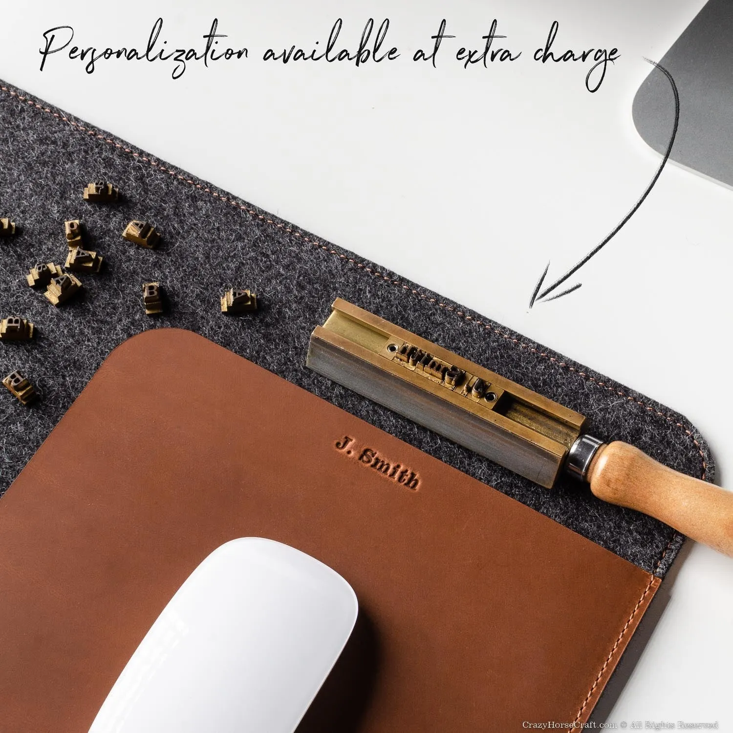 100% Wool Felt and Veg-Tanned Leather Desk Mat