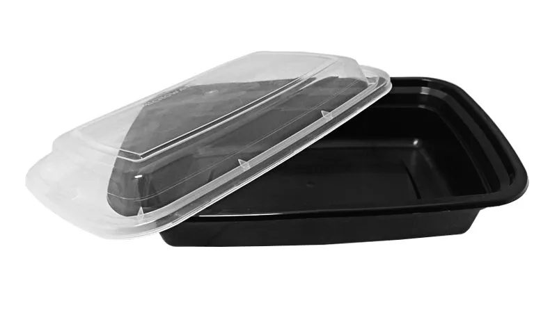 24 oz. Rectangular Black Container With Lid Combo 50/PK