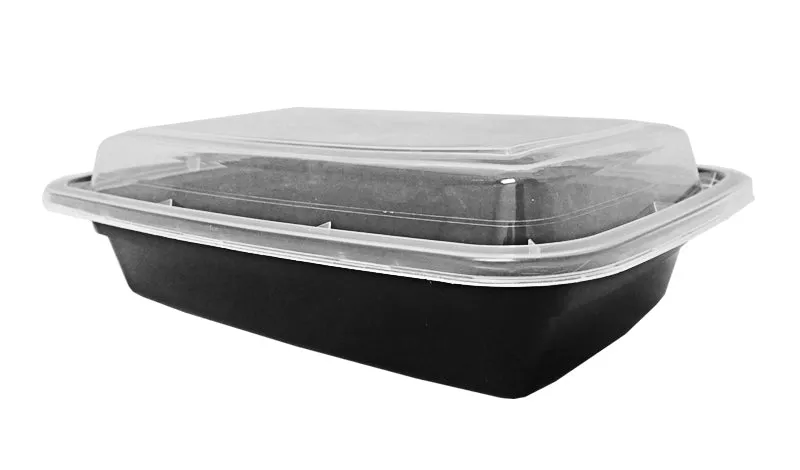 24 oz. Rectangular Black Container With Lid Combo 50/PK