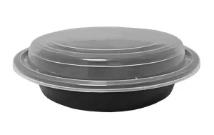 24 oz. Round Black  7" Container With Lid Combo 50/PK