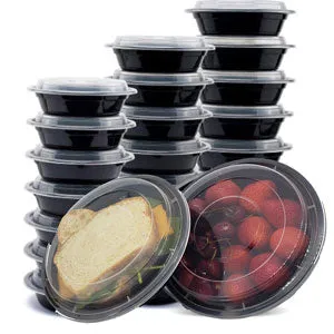 24oz Round Food Containers Meal Prep Microwavable Reusable Plastic BPA Free