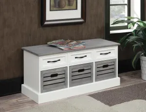 3-drawer Storage Bench White and Weathered Grey