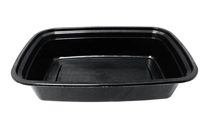 38 oz. Rectangular Black Container w/Lid Combo 150/CS