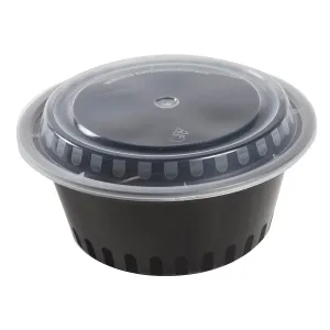 38 oz. Round Black Containers and Lids, Case of 150