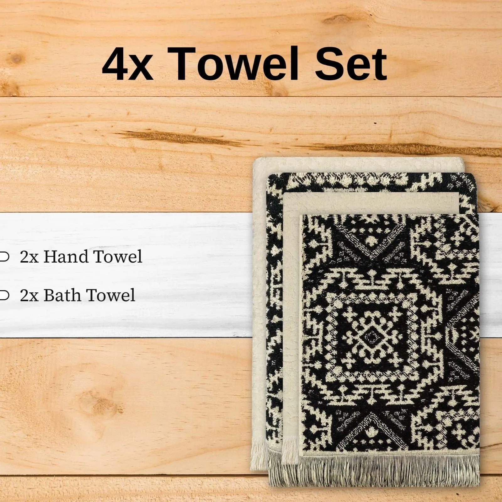 4 Piece Moroccan Towel Set 100 Percent Cotton 500GSM High Absorbency Quick Drying Durable Soft Hand and Bath Towels for Elegant Bathroom Decor by OLIVIA ROCCO