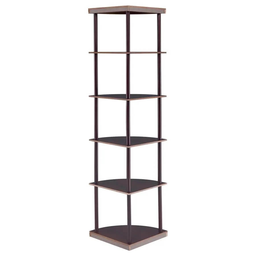 5-shelf Corner Bookshelf Cappuccino