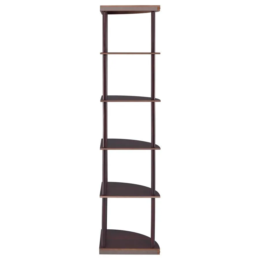 5-shelf Corner Bookshelf Cappuccino