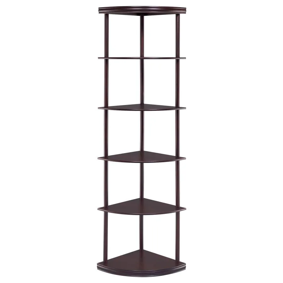 5-shelf Corner Bookshelf Cappuccino