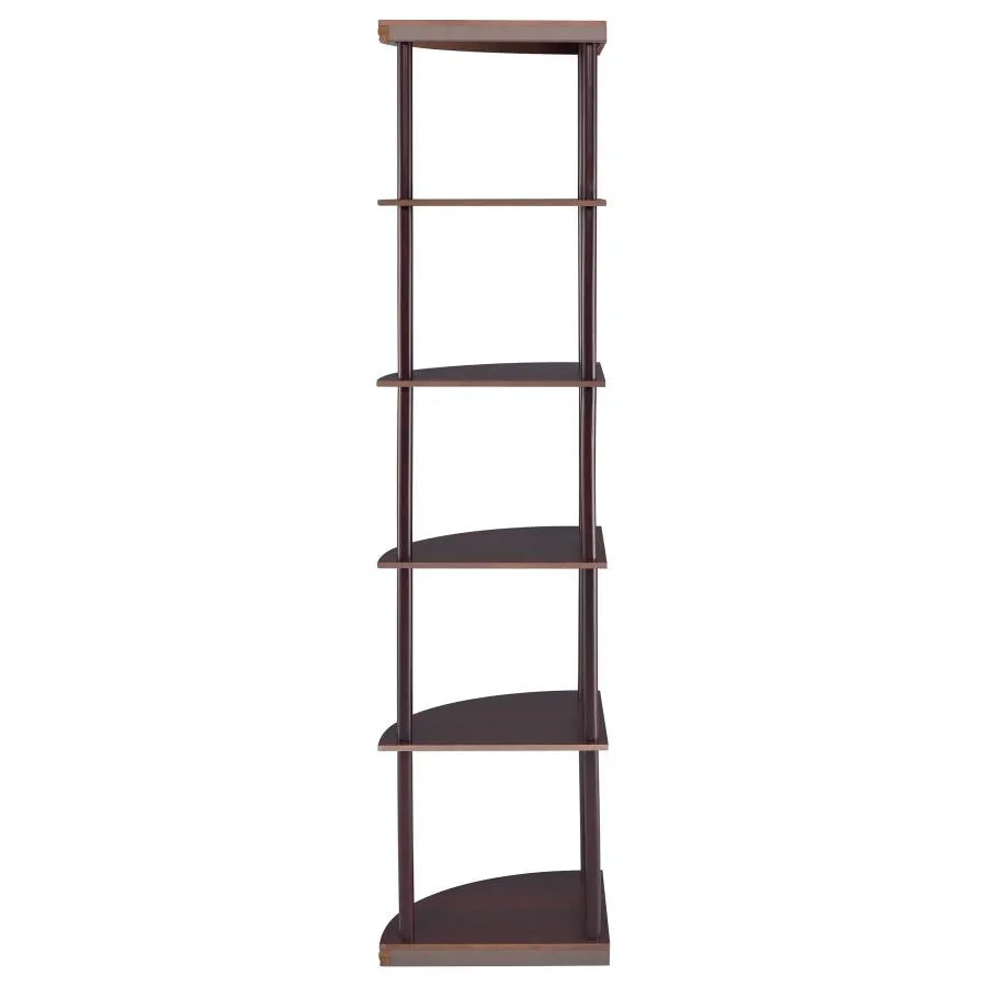 5-shelf Corner Bookshelf Cappuccino