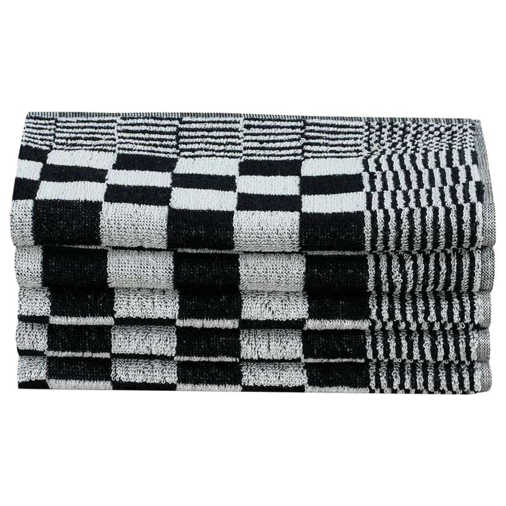 50 Piece Towel Set Black and White Cotton