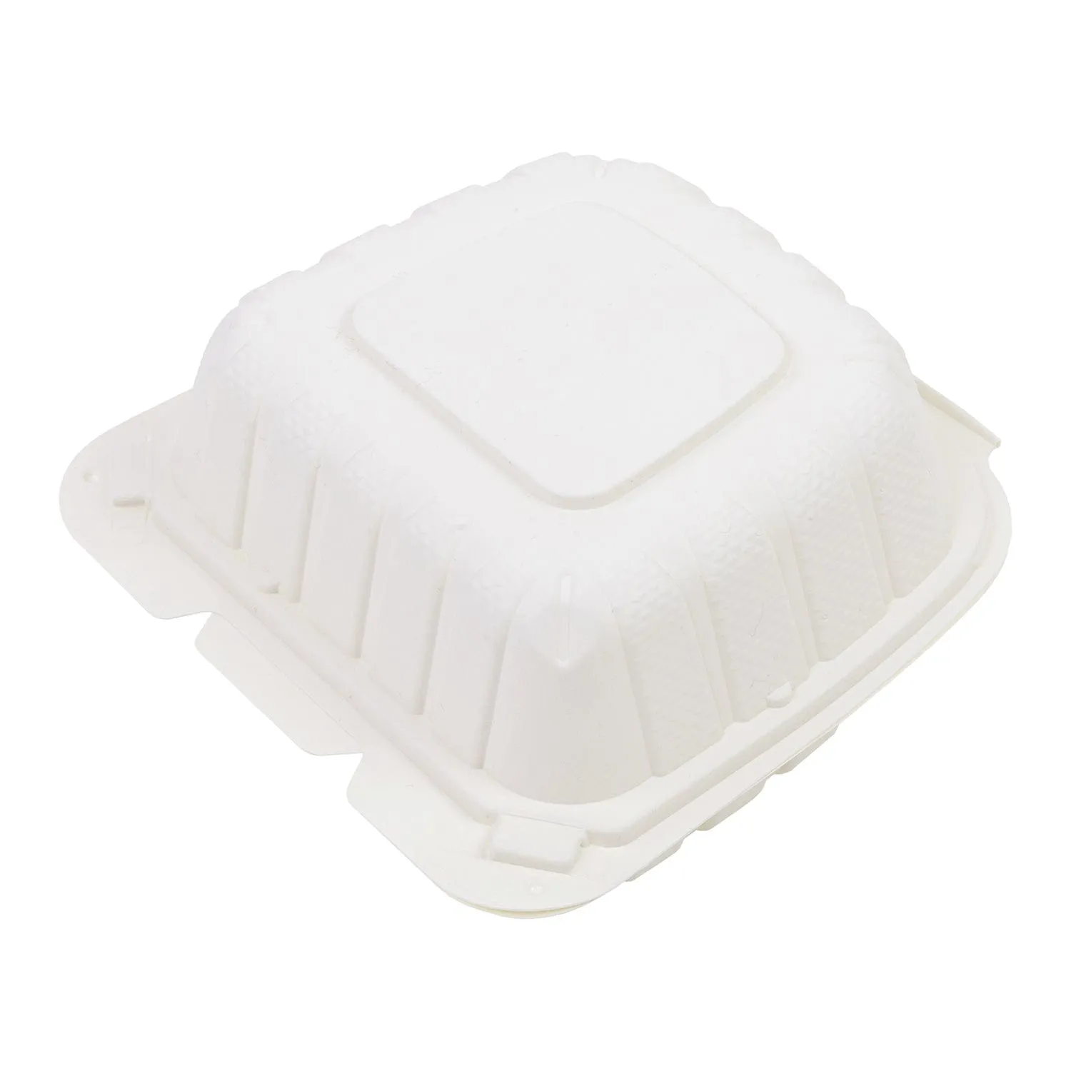 6" x 6" x 3" Small Mineral Filled PP White Clamshell/Hinged Lid Containers, Case of 300