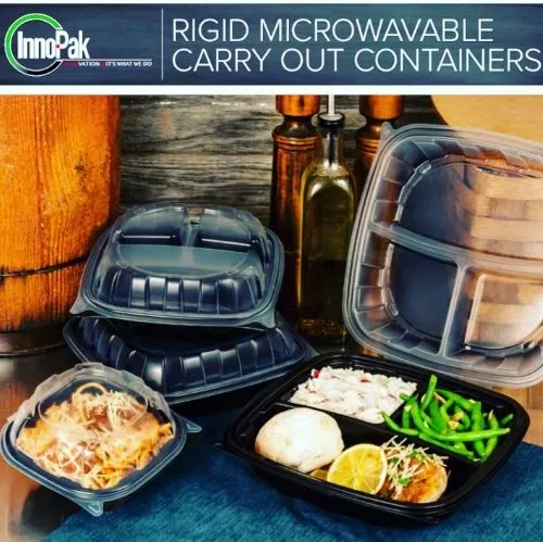 9" Rigid 3 Compartment Microwavable Carry Out Container (112 Per Case)