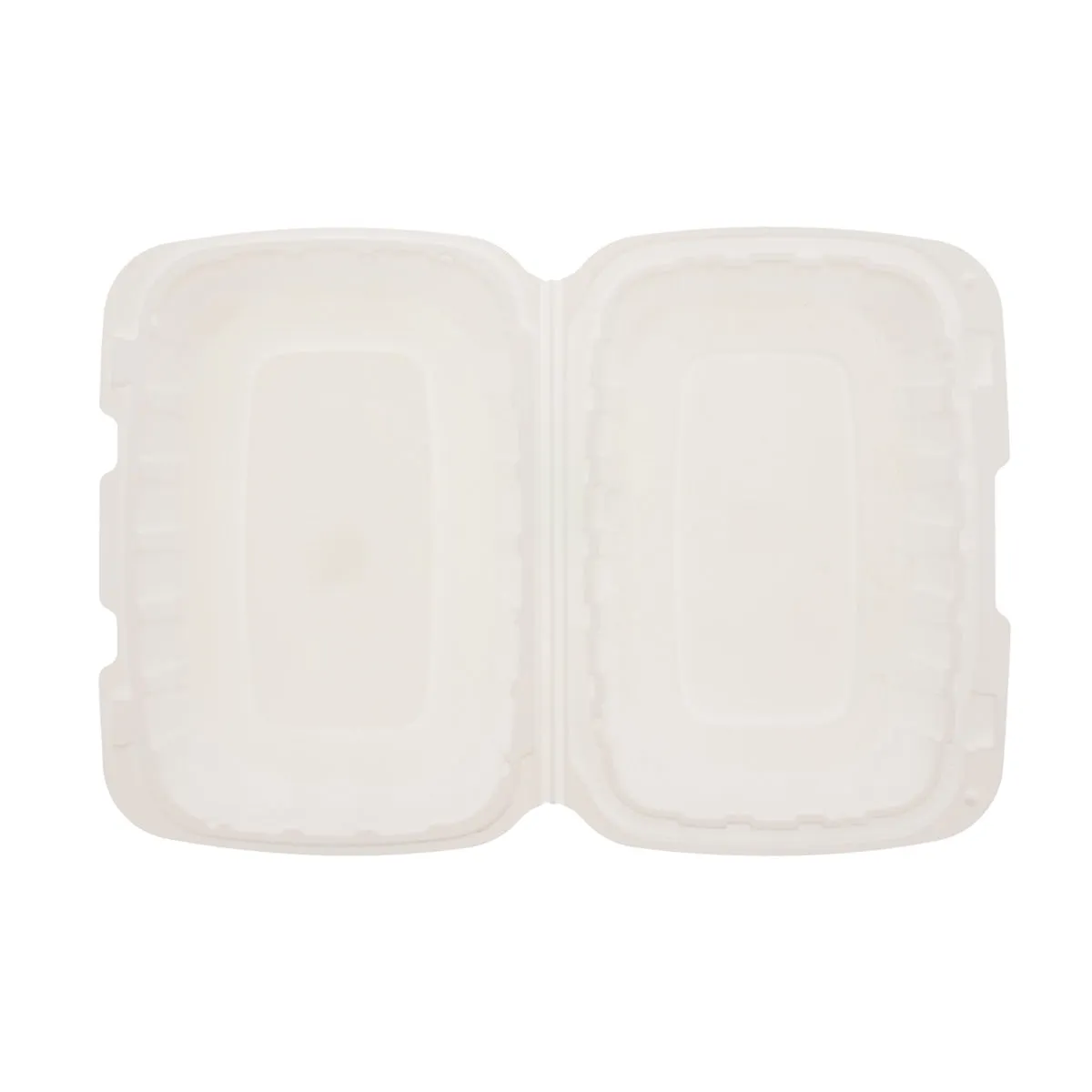 9" x 6" x 3" Lightweight Hoagie Mineral Filled PP Vented White Clamshell/Hinged Lid Containers, Case of 150