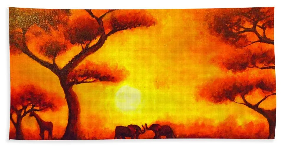 African Sunset  - Bath Towel