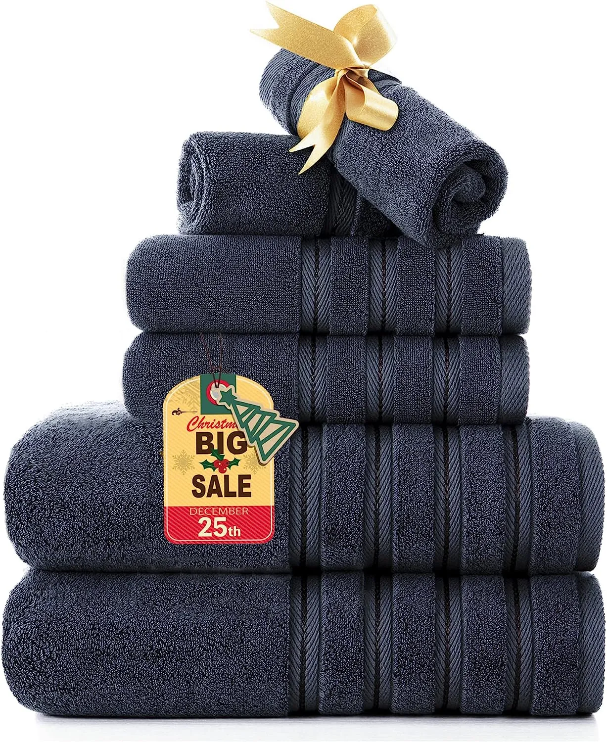 Bath Towel Sets 6 Pieces Plush Soft Hotel & Spa Towel Sets Lint Free Eco Friendly Driftwood