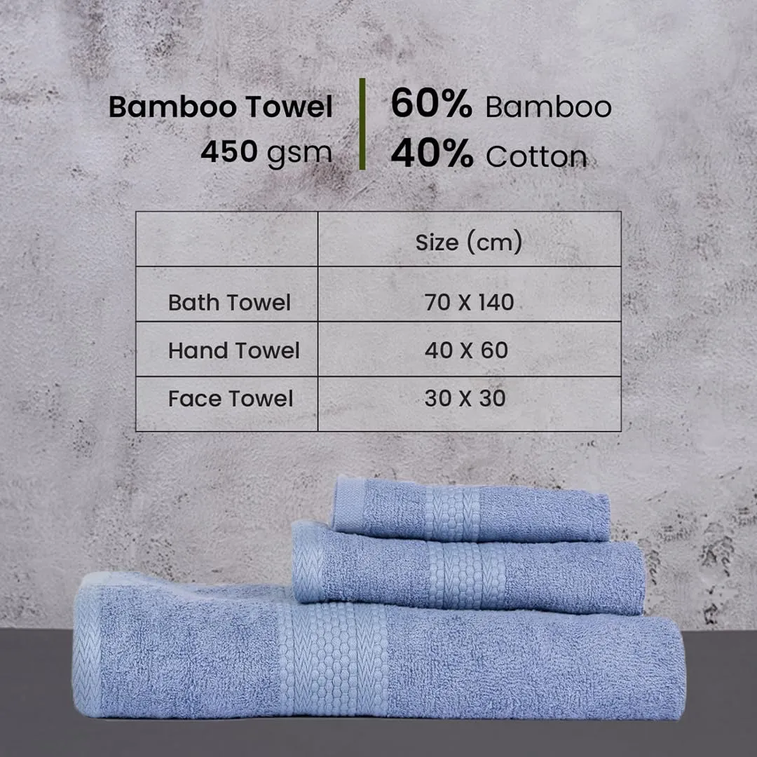 BePlush 3 Piece Towels Set | Ultra Soft, Highly Absorbent, Anti Bacterial (Bath Towel, Hand Towel and Face Towel) Perfect as a Diwali/House Warming/Wedding (Gift Box : Sky Blue)