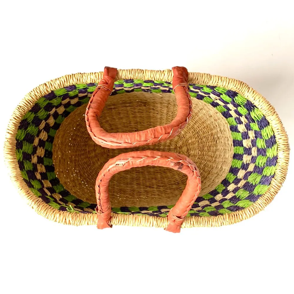 Bolga Oval Basket with Leather Handles G140G