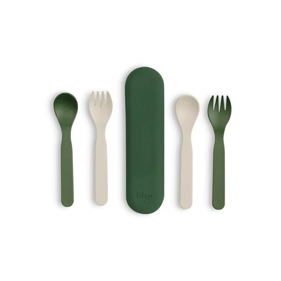 Citron 2 Piece Cutlery Set With Silicone Case - green