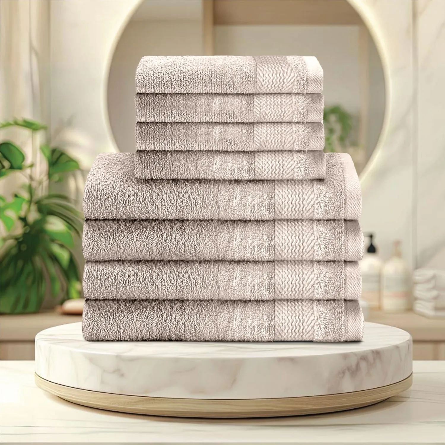 Cotton Face Towel and Hand Towel 8 Piece Set-Soft Feel, Quick Dry, Highly Absorbent Durable Towels