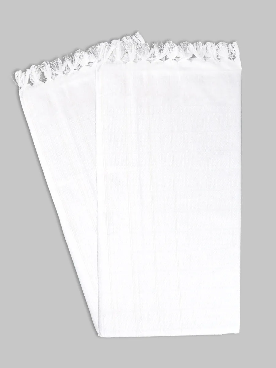 Cotton Plain Bath Towel Flora White ( Pack of 2)