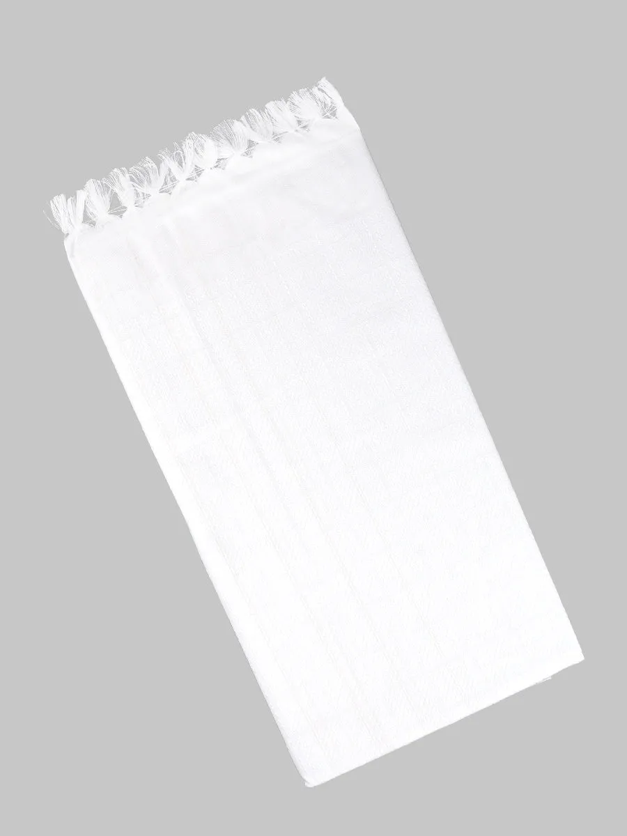 Cotton Plain Bath Towel Flora White ( Pack of 2)