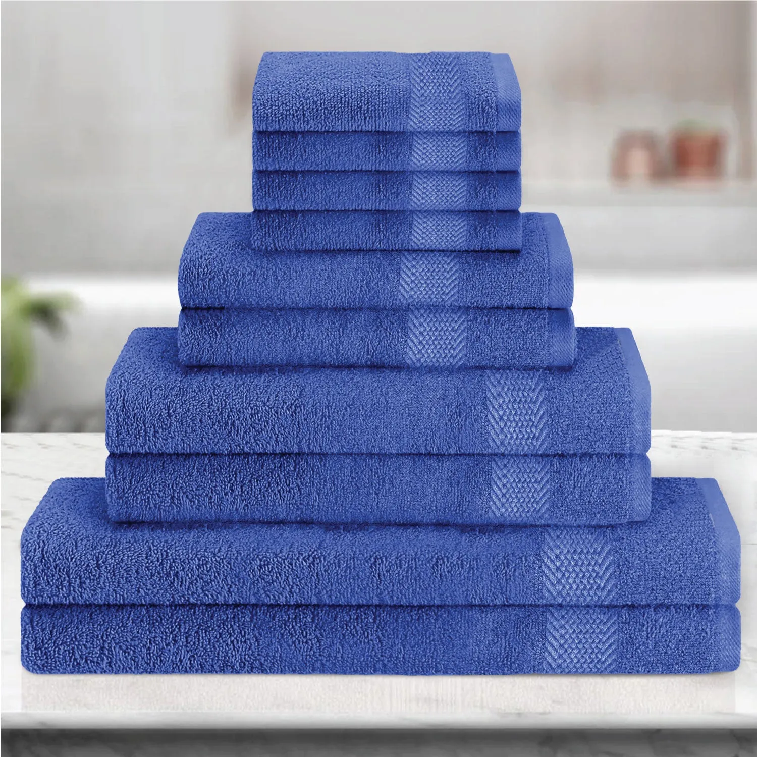 Cotton Towels 10 Piece Set-Soft Feel, Quick Dry, Highly Absorbent Durable Towels