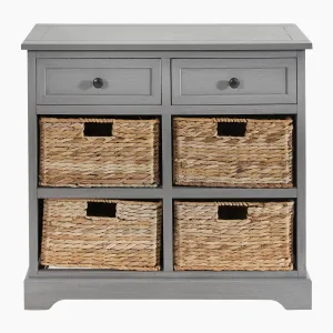 Devonshire Grey Wood 2 Drawer 4 Basket Unit