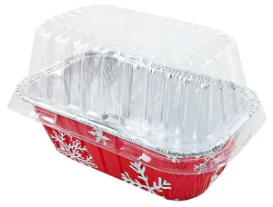 Durable 1 lb. Holiday Aluminum Foil Mini-Loaf Pan With High Dome Lid 50/PK