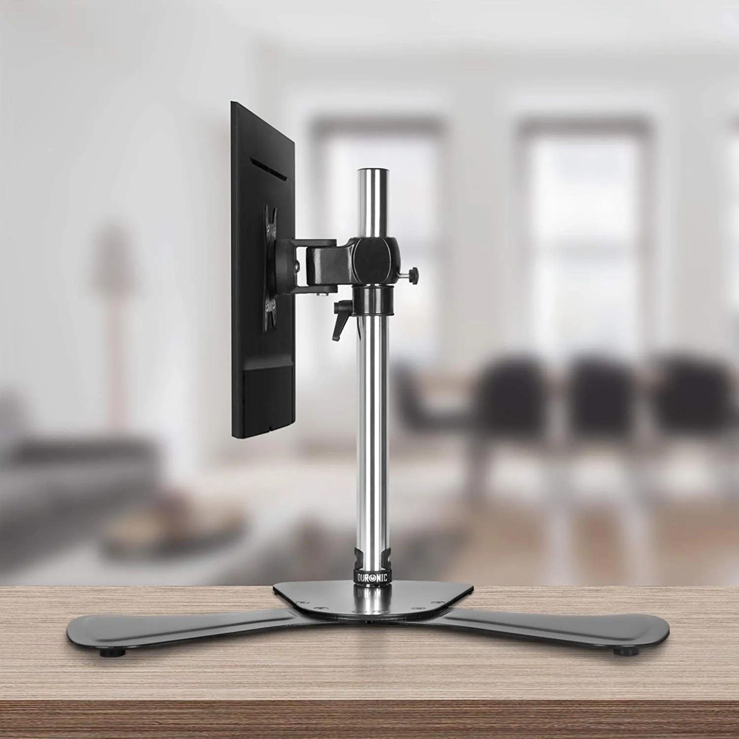 Duronic Computer Monitor Arms Stand DM751 Single Freestanding PC Arm Desk Mount Adjustable Stands for VESA 75/100 One 15-24 Inch LED LCD Screen 8kg Capacity Mounts Tilt -15/ 15 Rotate 360 - Black