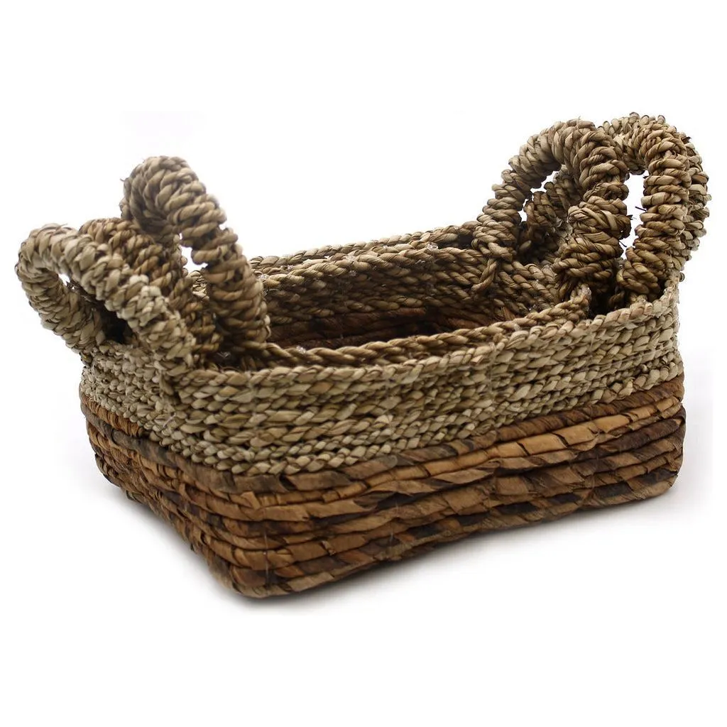 Eco-Friendly Baskets Banana Leaf & Seagrass Square Set of 3 Natural Home Storage