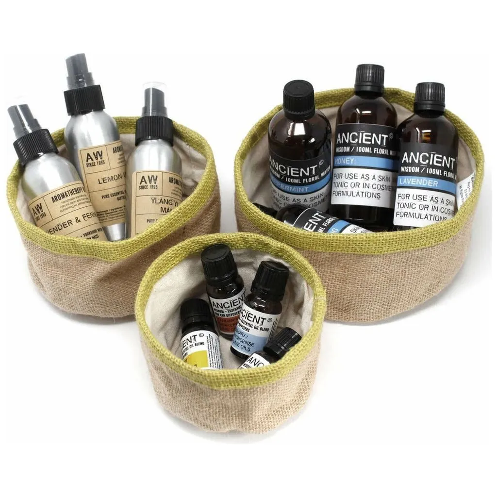 Eco Friendly Storage - Set of 3 Natural Jute Baskets - Choice of 4 Colours