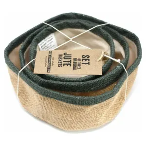 Eco Friendly Storage - Set of 3 Natural Jute Baskets - Choice of 4 Colours