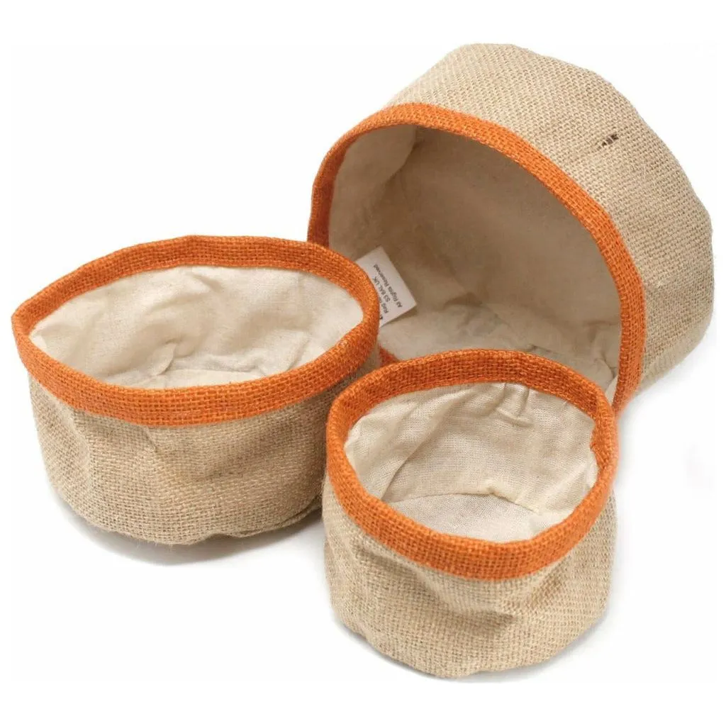 Eco Friendly Storage - Set of 3 Natural Jute Baskets - Choice of 4 Colours