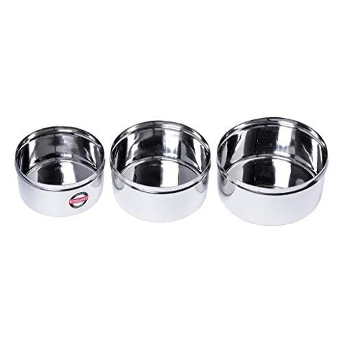 Embassy Deep Puri Box/Container - Set of 3 (Size 7,8,9; 500,650,850 ml), Stainless Steel