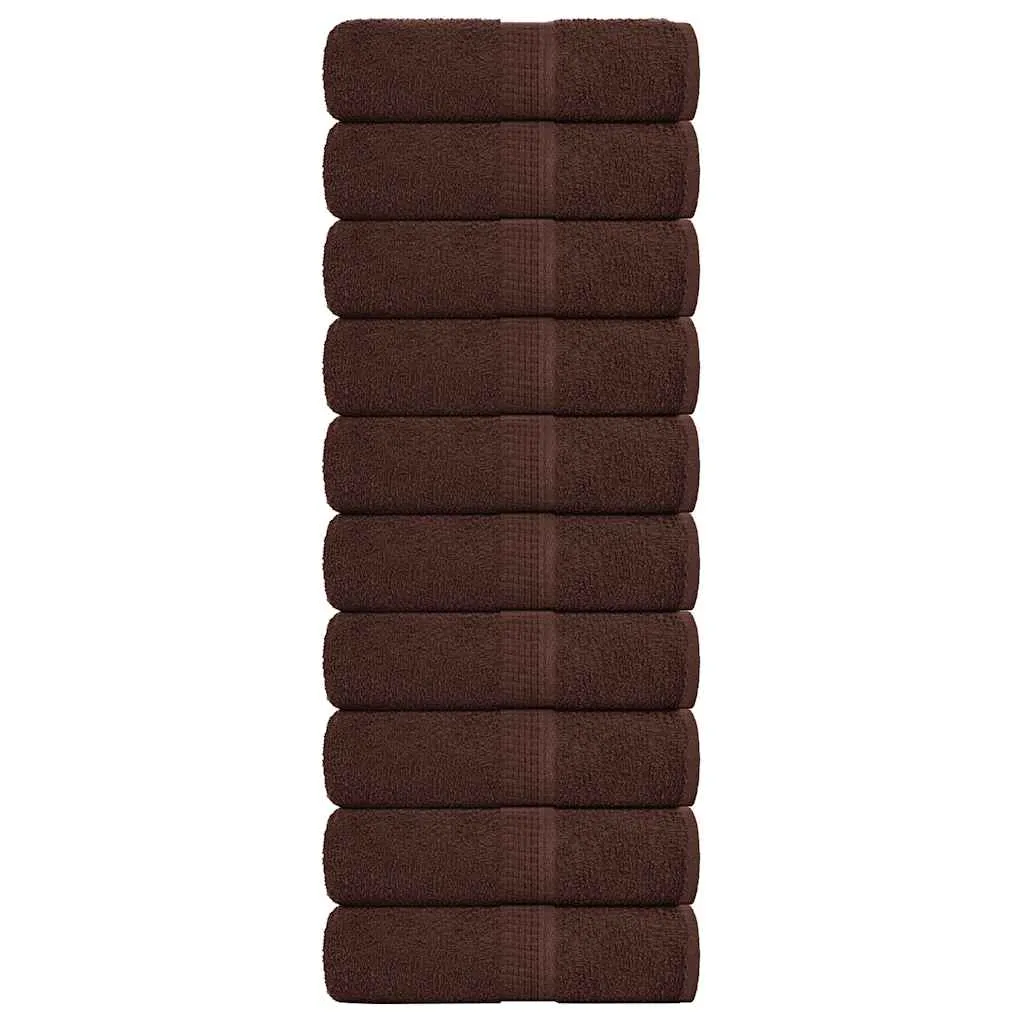 Guest Towels 10 pcs Brown 30x50 cm 360 gsm 100% Cotton