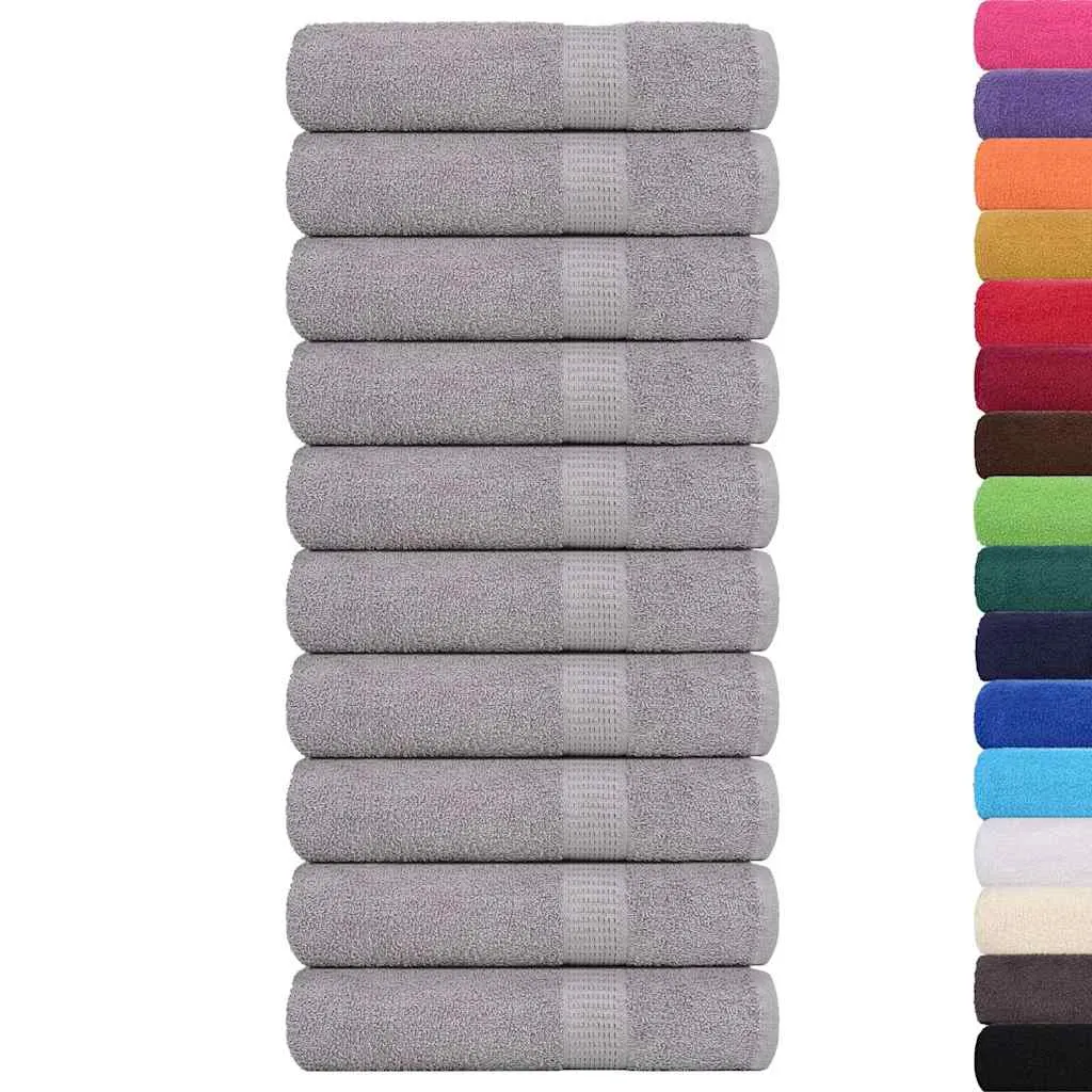 Hand Towels 10 pcs Grey 50x100 cm 360 gsm 100% Cotton