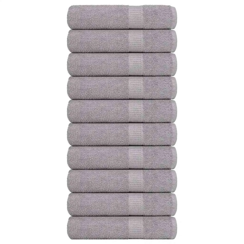 Hand Towels 10 pcs Grey 50x100 cm 360 gsm 100% Cotton