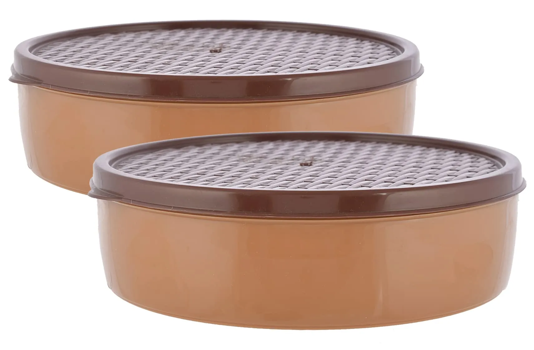 Heart Home Large Plastic Masala Box with 6 Containers & 1 Spoon- Pack of 2 (Light Brown)-HS43HEARTH25903