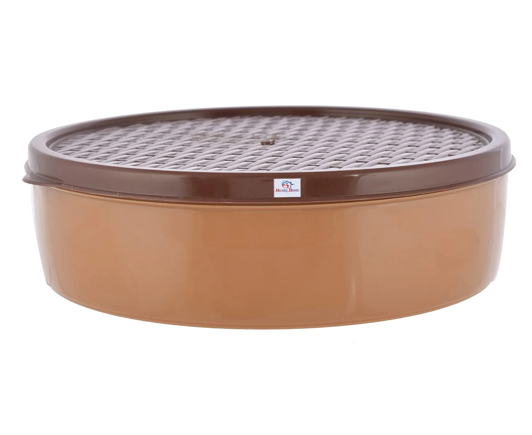 Heart Home Large Plastic Masala Box with 6 Containers & 1 Spoon- Pack of 2 (Light Brown)-HS43HEARTH25903