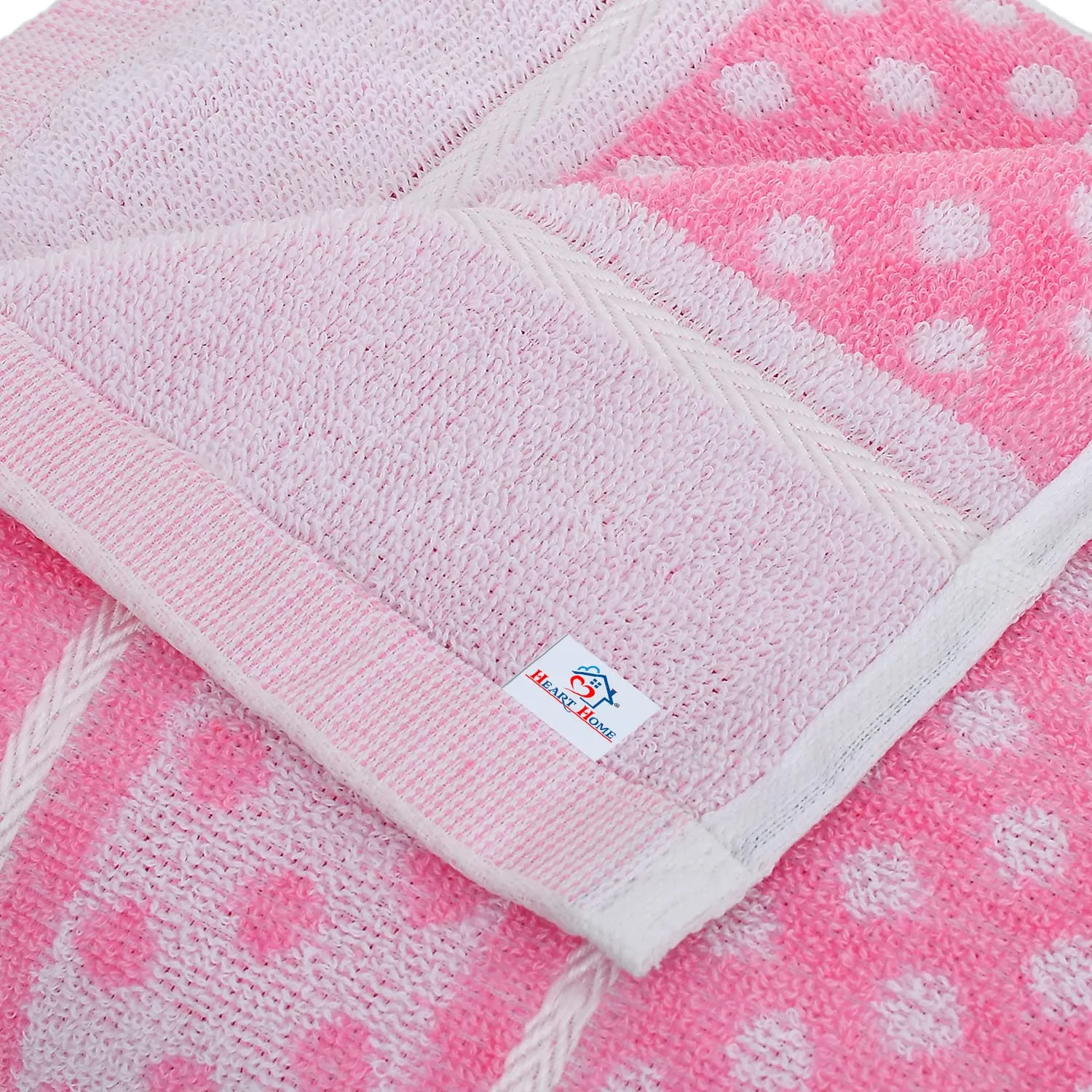 Heart HomeDot Printed Super Soft, Fluffy, and Absorbent, Cotton Bath Towel Perfect for Daily Use, 30"x60"- Pack of 2 (Pink)