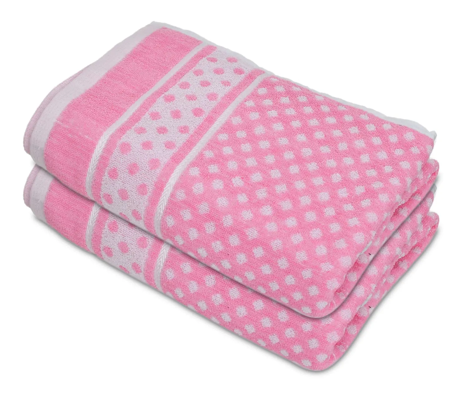 Heart HomeDot Printed Super Soft, Fluffy, and Absorbent, Cotton Bath Towel Perfect for Daily Use, 30"x60"- Pack of 2 (Pink)