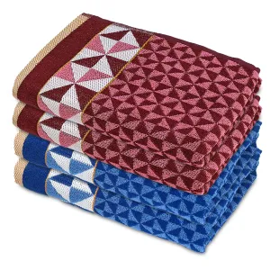 Heart HomeTringle Printed Super Soft, Fluffy, and Absorbent, Cotton Bath Towel Perfect for Daily Use, 30"x60"- Pack of 4 (Maroon & Blue)