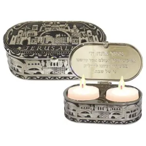 JERUSALEM Design Shabbat Travelling Candlesticks in Box