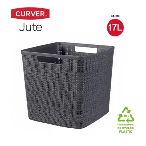 Jute Storage Basket Cube 17L Dark Grey