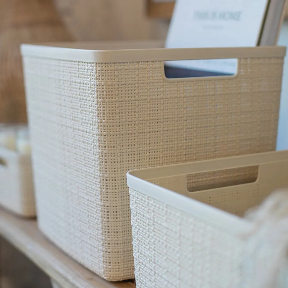 Jute Storage Basket Cube 17L Off White