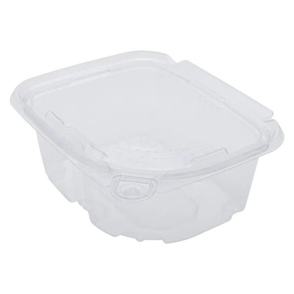 Karat 16 oz PET Plastic Tamper Resistant Hinged Deli Container with Lid - 200 pcs