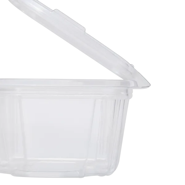 Karat 16 oz PET Plastic Tamper Resistant Hinged Deli Container with Lid - 200 pcs