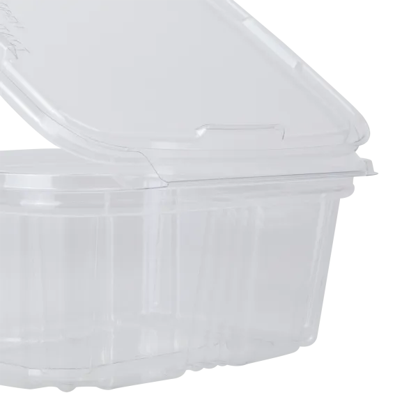 Karat 16 oz PET Plastic Tamper Resistant Hinged Deli Container with Lid - 200 pcs