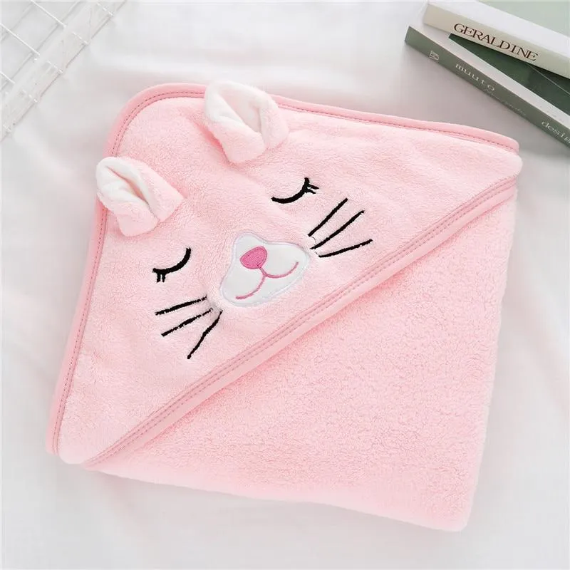 Kids/Baby Cartoon Hooded Super Soft Sleeping Swaddle Wrap Blankets